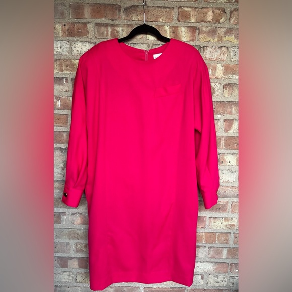 Vintage Richard Warren Electric Pink 80's Wool Midi Dress🖤 - Picture 1 of 15